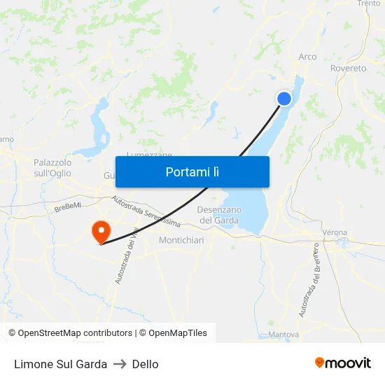 Limone Sul Garda to Dello map