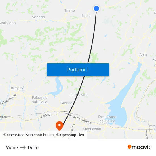 Vione to Dello map