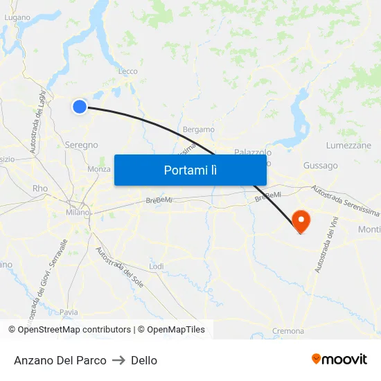 Anzano Del Parco to Dello map