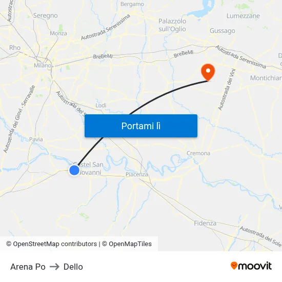 Arena Po to Dello map