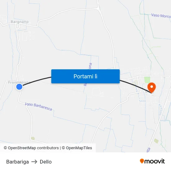 Barbariga to Dello map