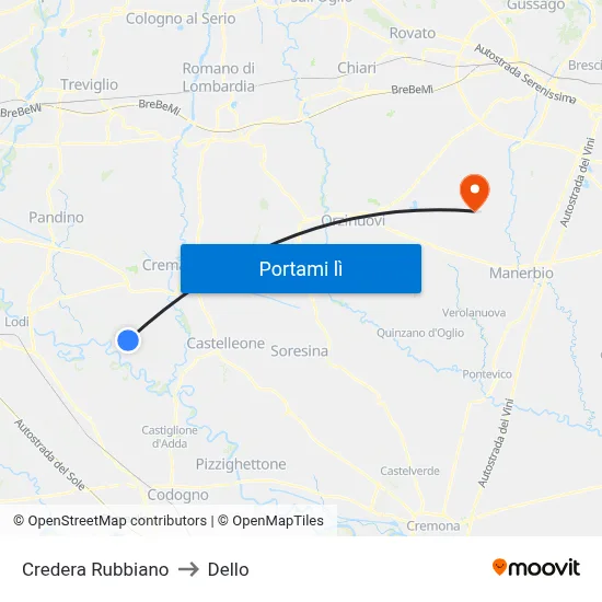 Credera Rubbiano to Dello map