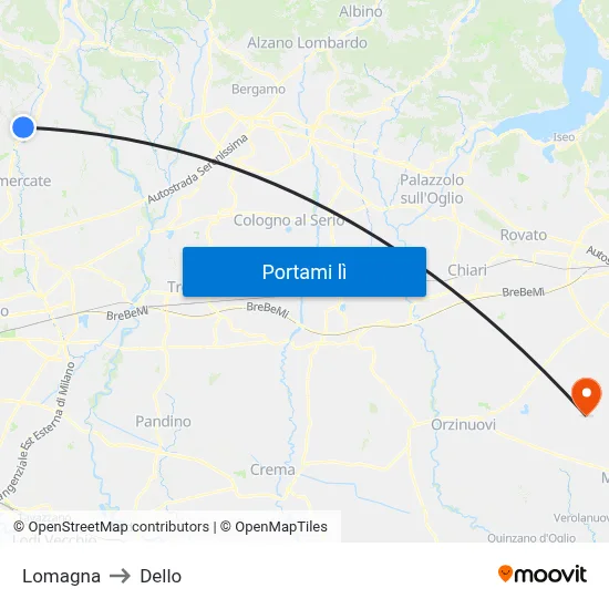 Lomagna to Dello map