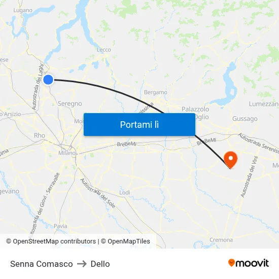 Senna Comasco to Dello map