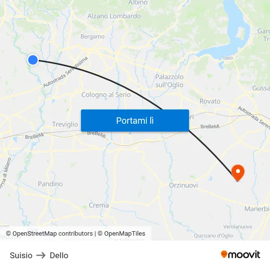 Suisio to Dello map