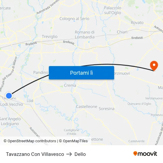 Tavazzano Con Villavesco to Dello map
