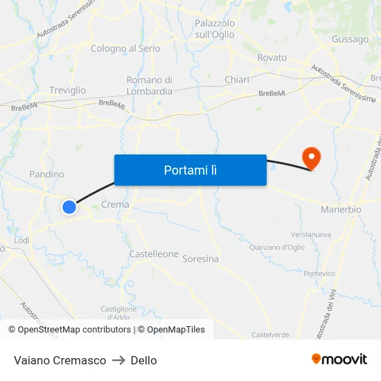 Vaiano Cremasco to Dello map