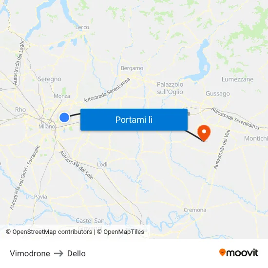 Vimodrone to Dello map