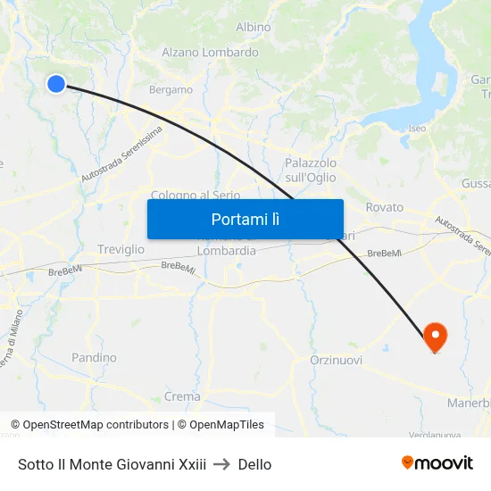 Sotto Il Monte Giovanni Xxiii to Dello map