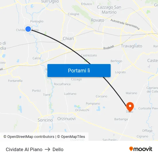 Cividate Al Piano to Dello map
