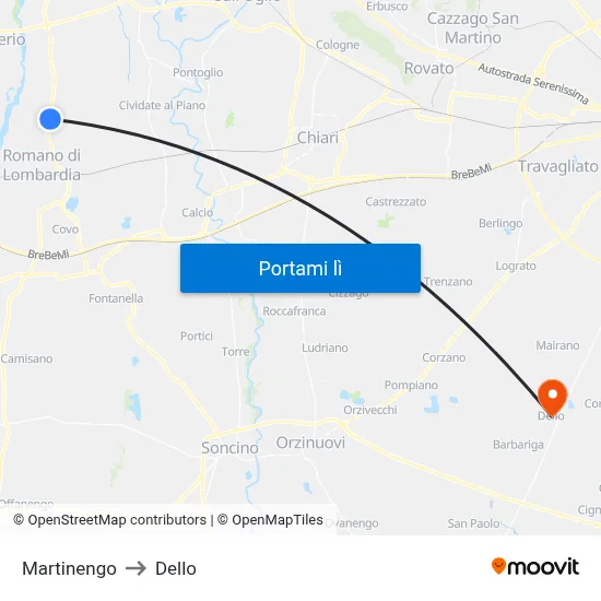 Martinengo to Dello map