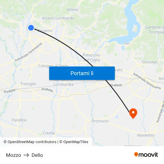 Mozzo to Dello map