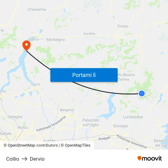 Collio to Dervio map