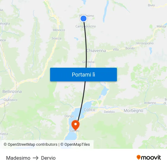 Madesimo to Dervio map