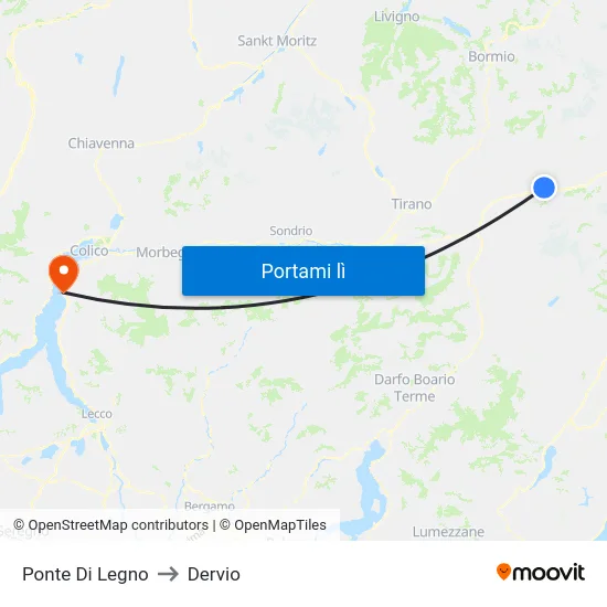Ponte Di Legno to Dervio map