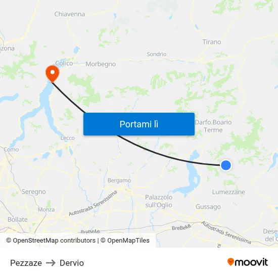 Pezzaze to Dervio map