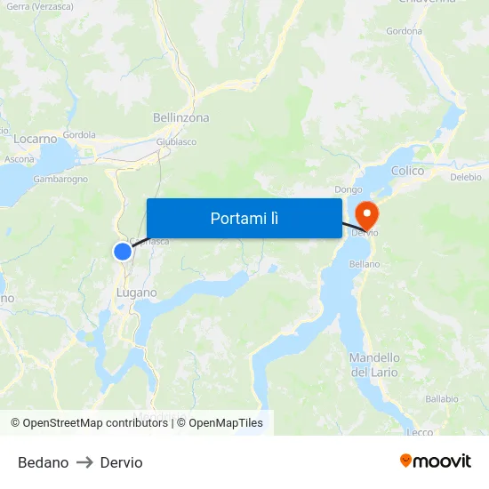 Bedano to Dervio map