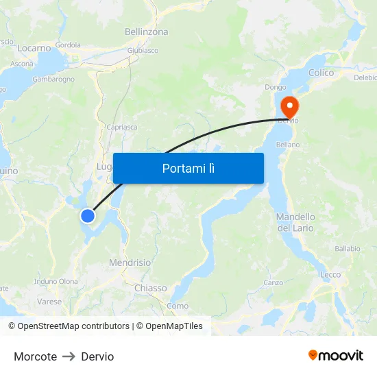 Morcote to Dervio map