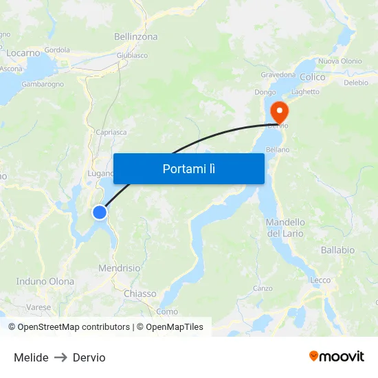 Melide to Dervio map