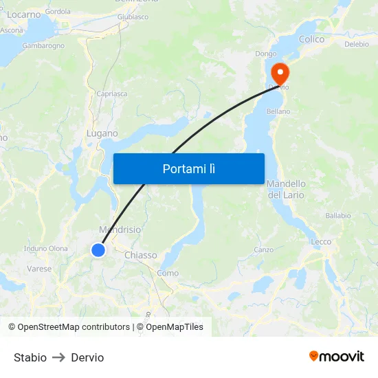 Stabio to Dervio map