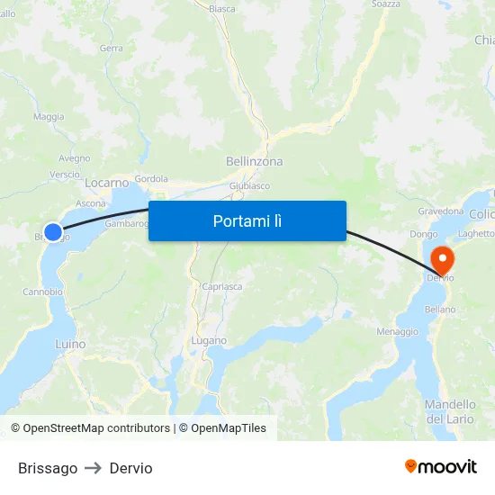 Brissago to Dervio map