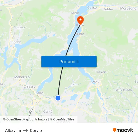 Albavilla to Dervio map
