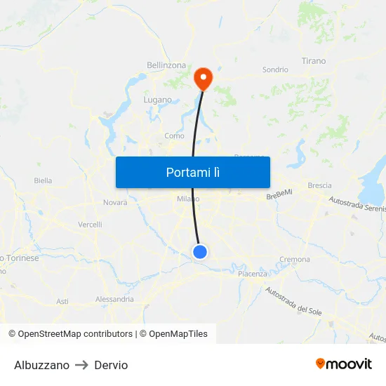 Albuzzano to Dervio map