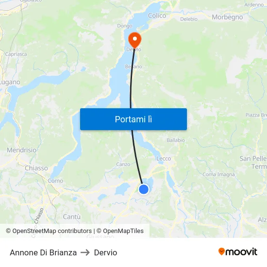 Annone Di Brianza to Dervio map