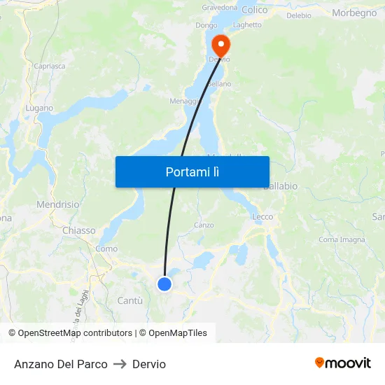 Anzano Del Parco to Dervio map