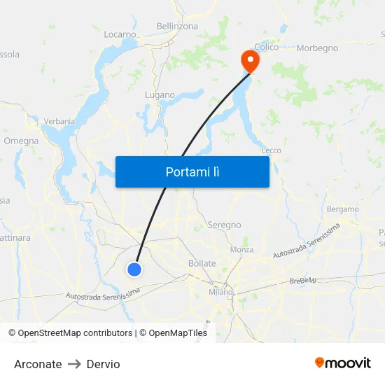 Arconate to Dervio map