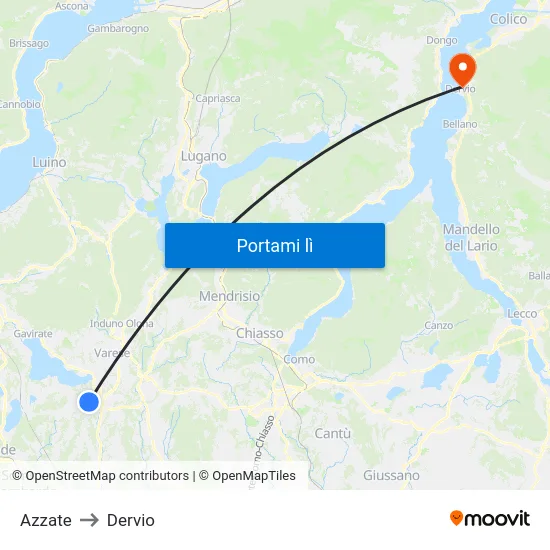 Azzate to Dervio map