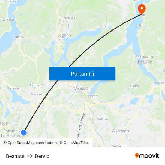 Besnate to Dervio map