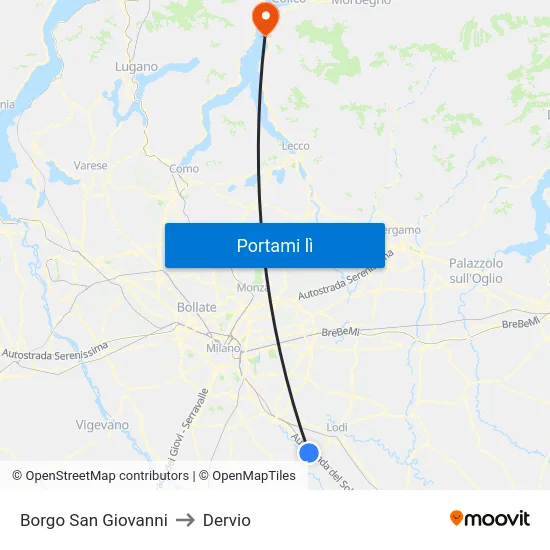Borgo San Giovanni to Dervio map