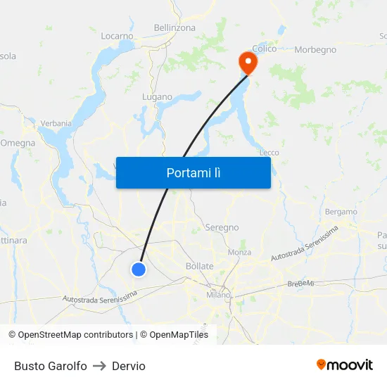 Busto Garolfo to Dervio map