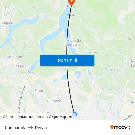 Camparada to Dervio map