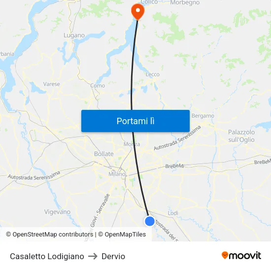 Casaletto Lodigiano to Dervio map