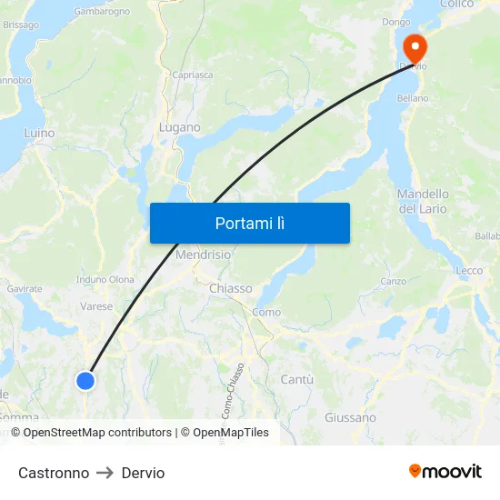 Castronno to Dervio map