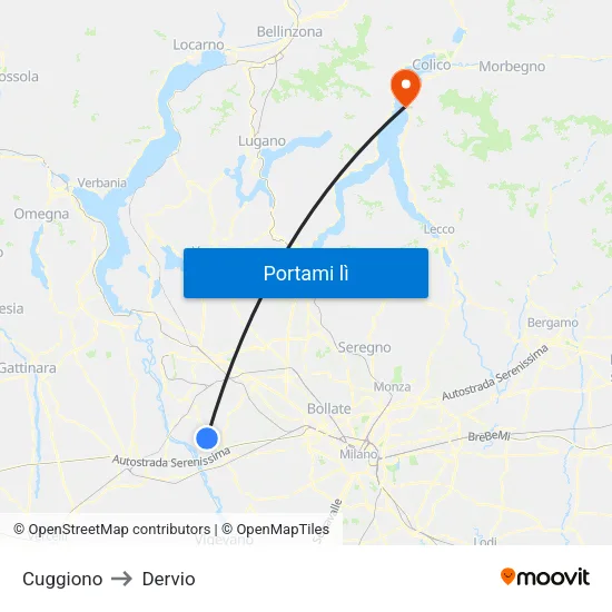 Cuggiono to Dervio map