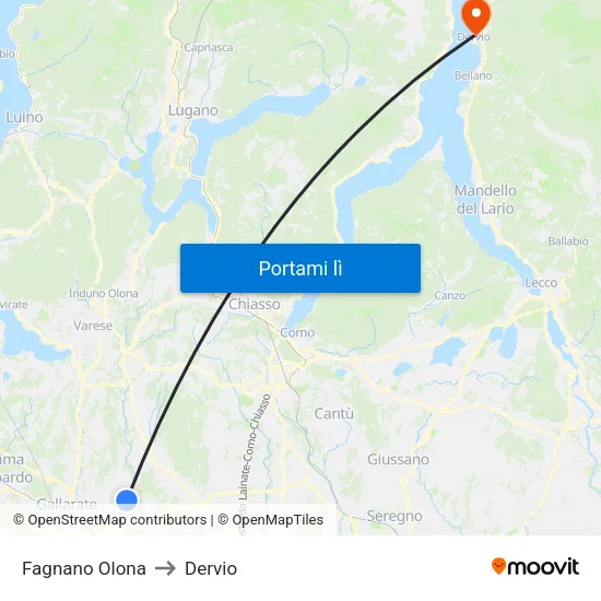 Fagnano Olona to Dervio map