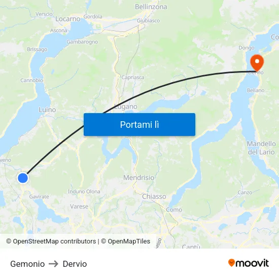 Gemonio to Dervio map