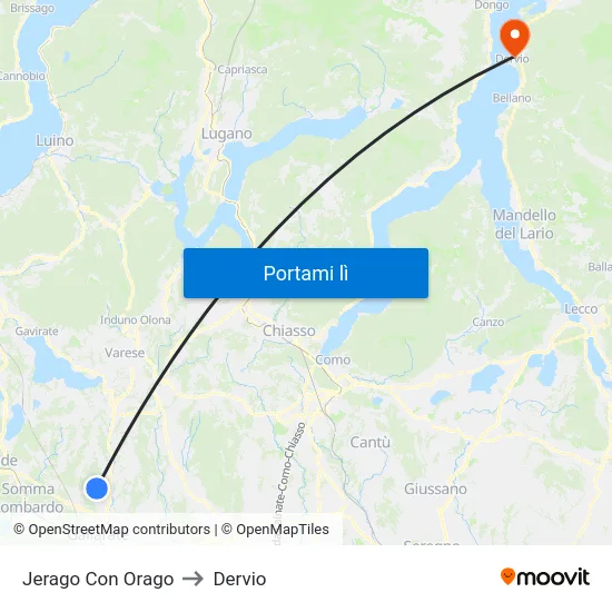 Jerago Con Orago to Dervio map