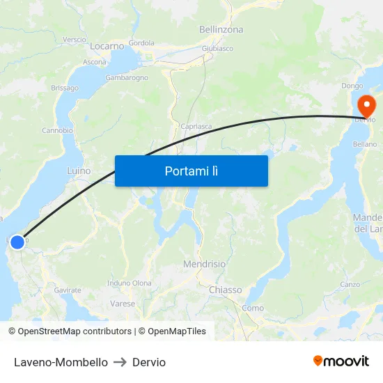 Laveno-Mombello to Dervio map
