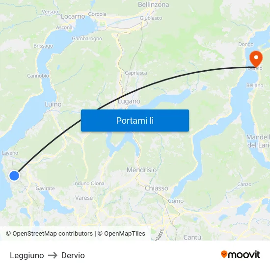 Leggiuno to Dervio map