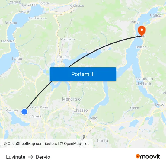 Luvinate to Dervio map