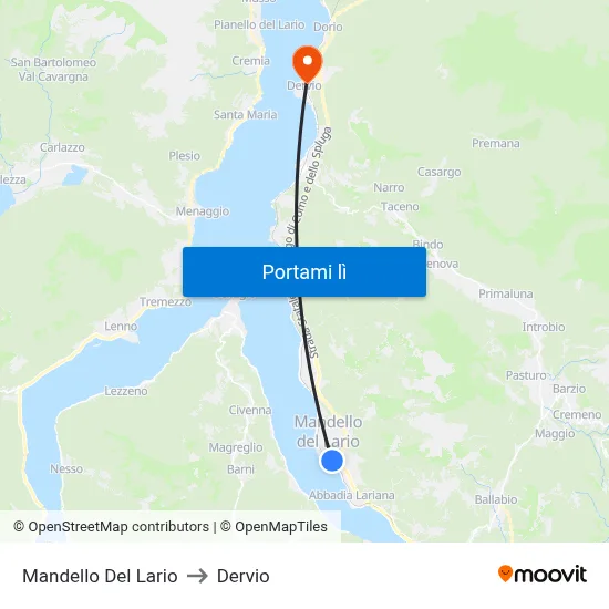 Mandello Del Lario to Dervio map