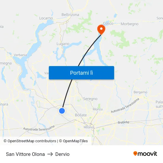 San Vittore Olona to Dervio map