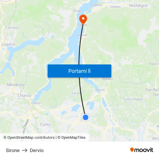 Sirone to Dervio map