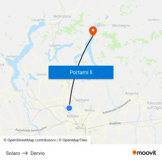 Solaro to Dervio map