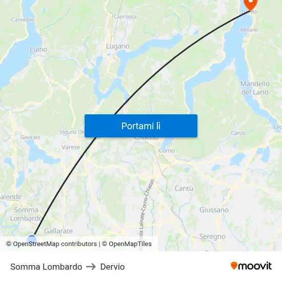 Somma Lombardo to Dervio map