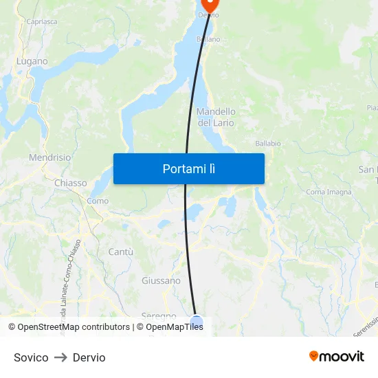 Sovico to Dervio map